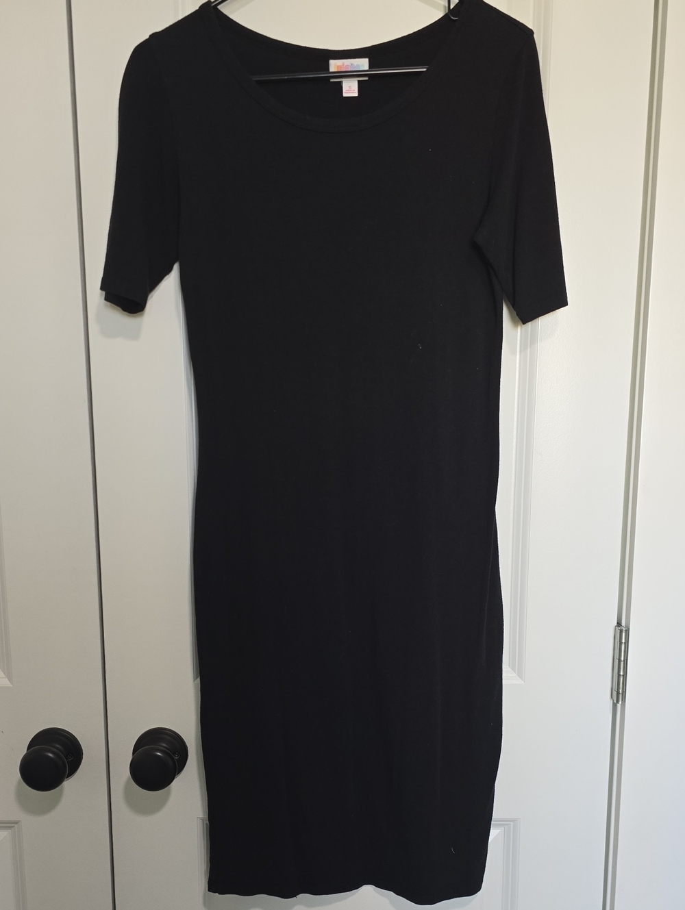 LuLaRoe JULIA Black Midi Short-Sleeve  Dress